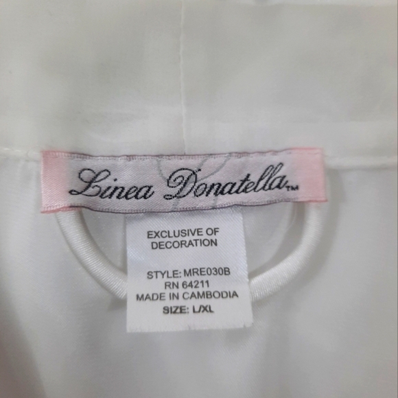 Vintage Linea Donatella White Satin Robe Floral Sequin Embroidered Size … - Picture 12 of 13